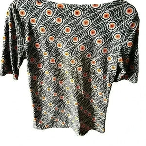 Lularoe small Gigi top . Light blue, orange, black. Legging material. Eyeballs!